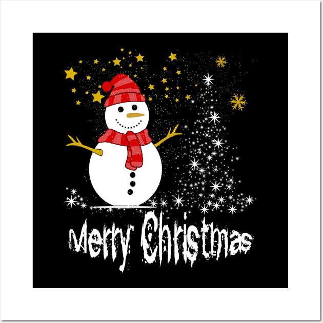 Snowman Merry Christmas gift Wall Art by UranusArts